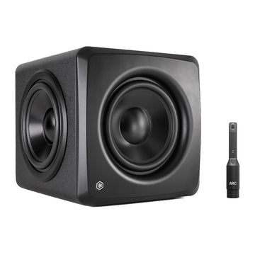 Compact studio subwoofer with Arc room correction mic