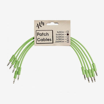 ALM-PC001x30 Pack of 5 x 30cm 3.5mm patch cables - GREEN